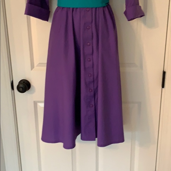 VINTAGE WILLI PURPLE/TURQUOISE SHIRT DRESS SZ10 - Picture 4 of 8